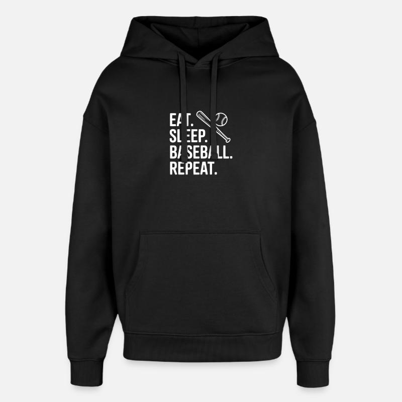 Mange. Dors. Baseball. Répétez. - Sweat à capuche unisexe Stanley/Stella Oversized - noir