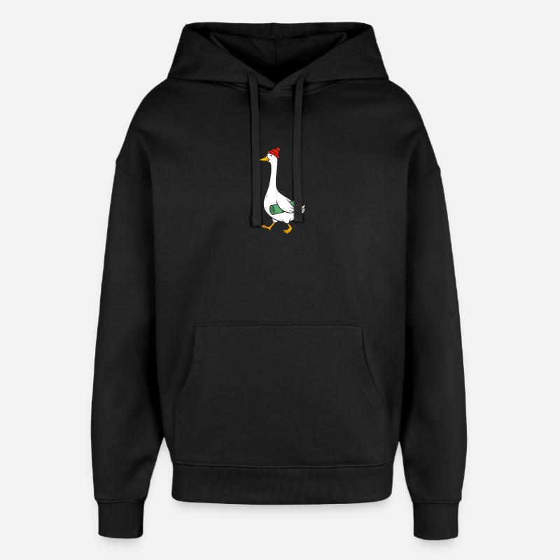 Gans mit Strickmütze und Yogamatte - Oversized Unisex Hoodie von Stanley/Stella - Schwarz