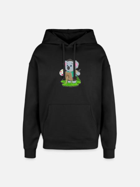 Koala Painter Brush Painting - Oversized Unisex Hoodie by Stanley/Stella - black