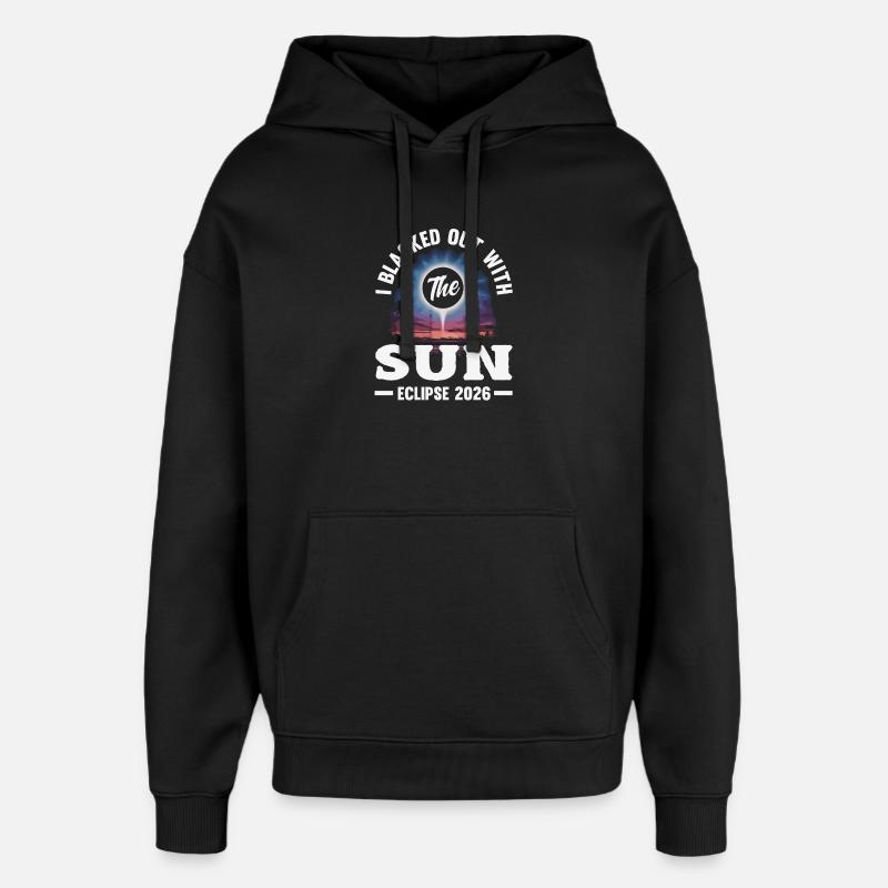 Éclipse solaire 2026, 12 août - Sweat à capuche unisexe Stanley/Stella Oversized - noir