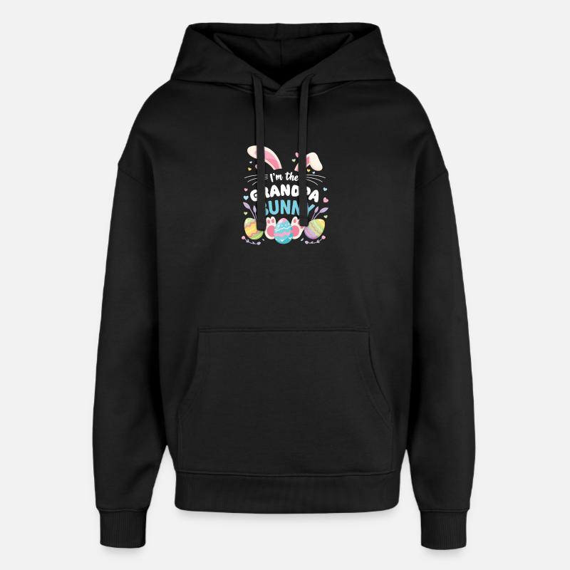 Je suis Papi Lapin Sweet - Sweat à capuche unisexe Stanley/Stella Oversized - noir