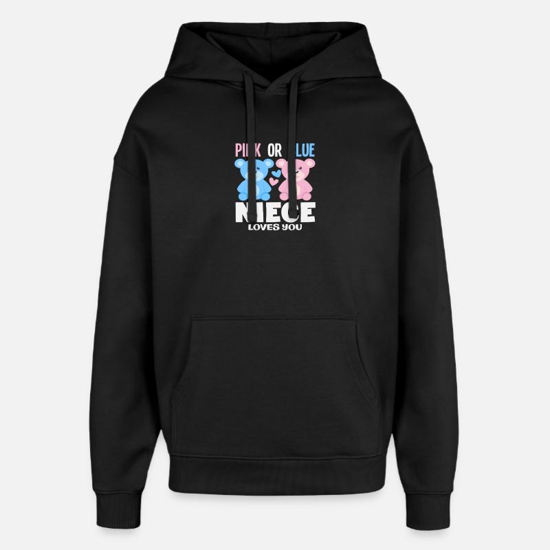 Nièce rose ou bleue t’aime - Sweat à capuche unisexe Stanley/Stella Oversized - noir