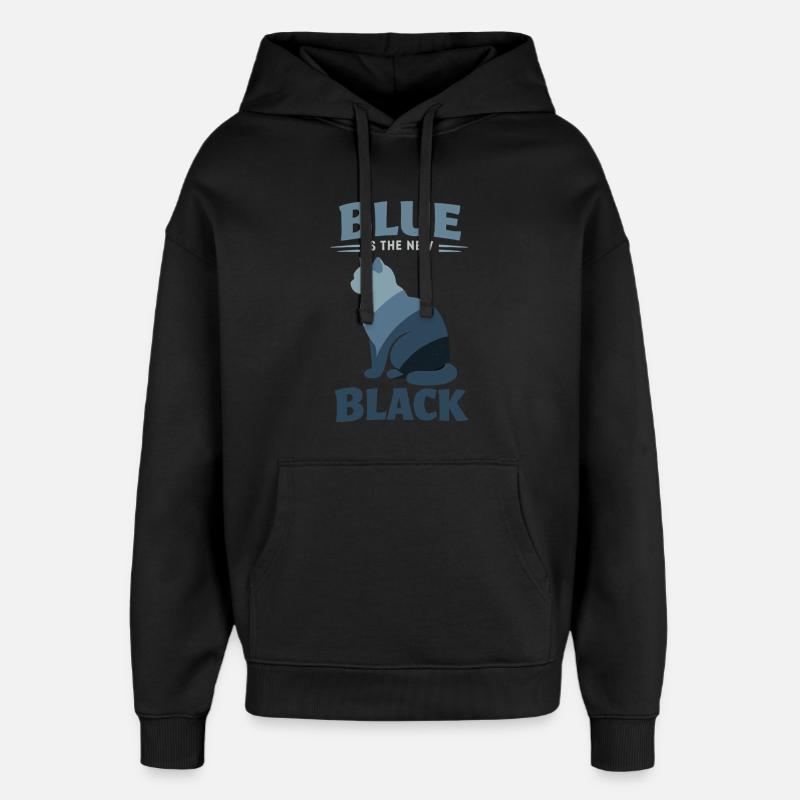BKH Blue: Minimalist "Blue is the new Black" - Oversized Unisex Hoodie by Stanley/Stella - black