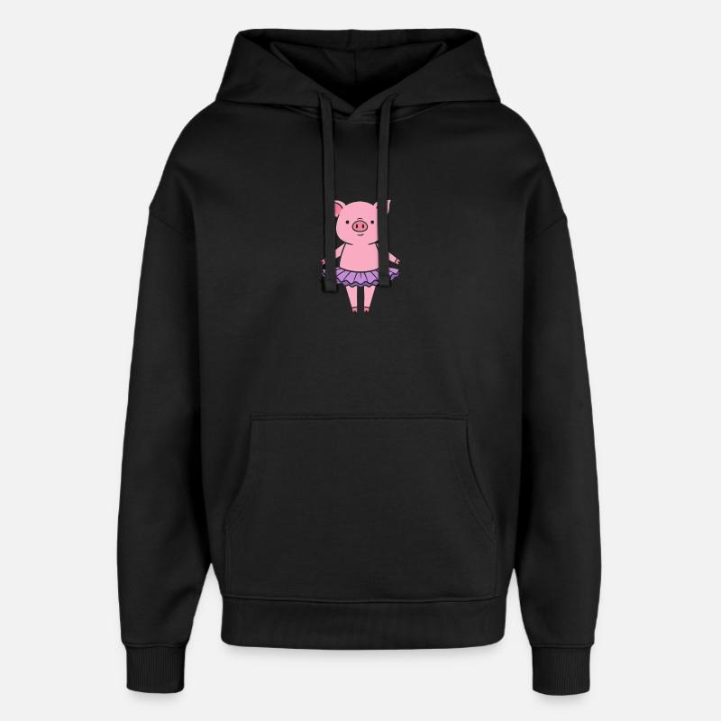 Petit cochon mignon en tutu - Sweat à capuche unisexe Stanley/Stella Oversized - noir