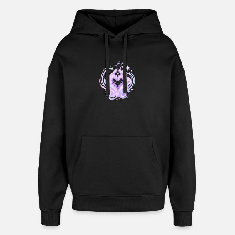Pastel Heart Hands Magic - Oversized Unisex Hoodie by Stanley/Stella - black