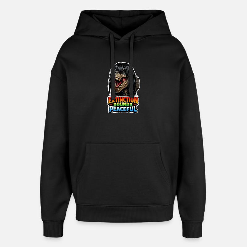 Dinosaure emo, Dino triste, Émotif - Sweat à capuche unisexe Stanley/Stella Oversized - noir