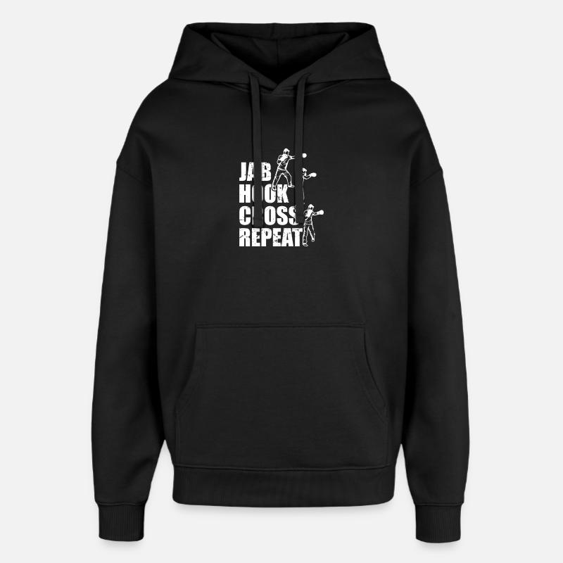 Jab Hook Cross Repeat - Oversized Unisex Hoodie von Stanley/Stella - Schwarz