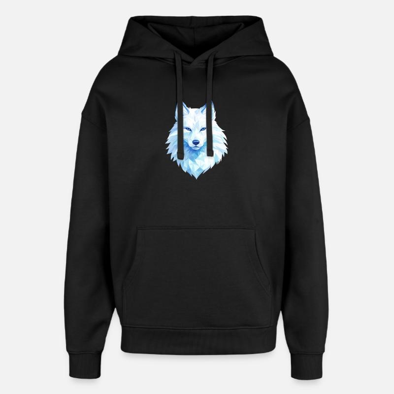 Polygon Wolf Eis Blau– Modern Art - Sweat à capuche unisexe Stanley/Stella Oversized - noir