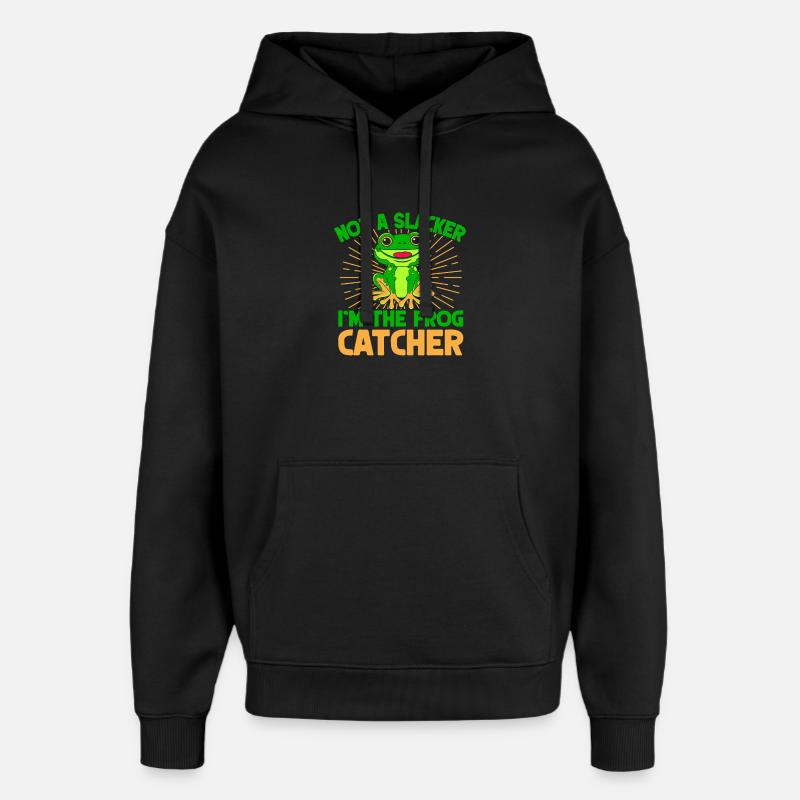 Attrape-grenouilles, pas une grenouille paresseuse - Sweat à capuche unisexe Stanley/Stella Oversized - noir