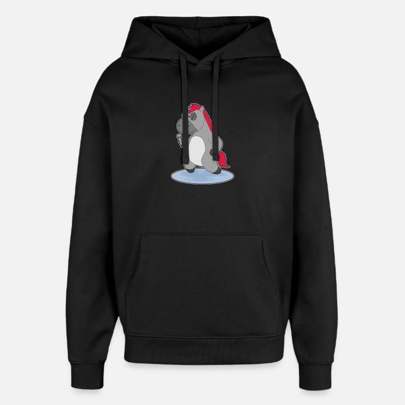Chant Cheval Chanteur Microphone - Sweat à capuche unisexe Stanley/Stella Oversized - noir