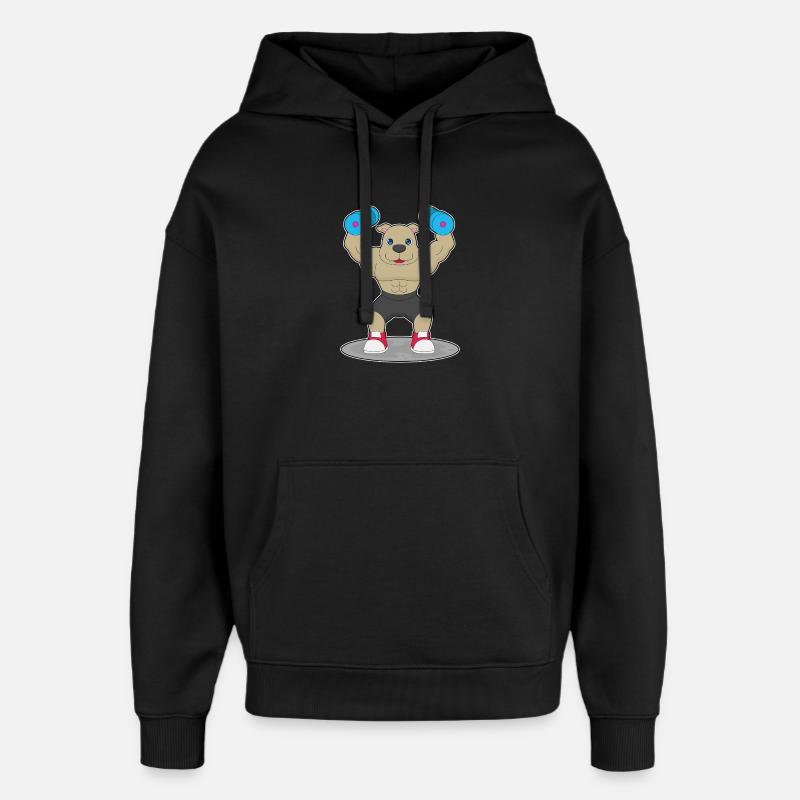 Bodybuilder chien haltères Culturisme - Sweat à capuche unisexe Stanley/Stella Oversized - noir