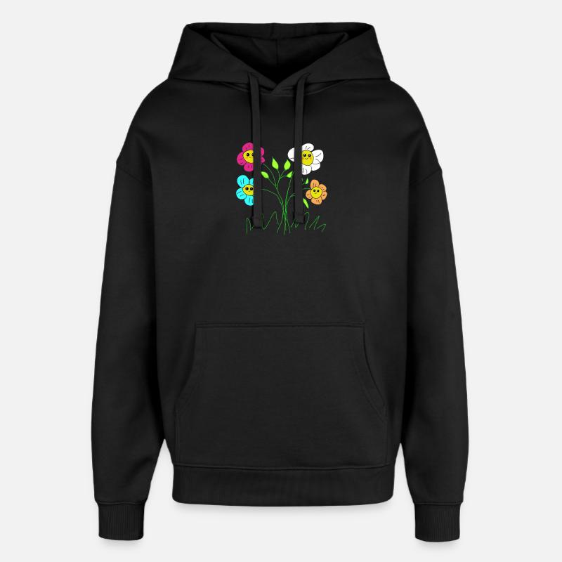 Fleurs joyeuses du jardin - Sweat à capuche unisexe Stanley/Stella Oversized - noir