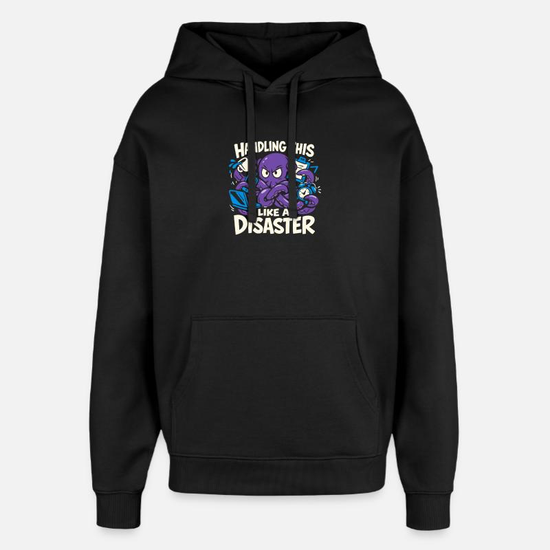 Pieuvre drôle surstimulée - Sweat à capuche unisexe Stanley/Stella Oversized - noir