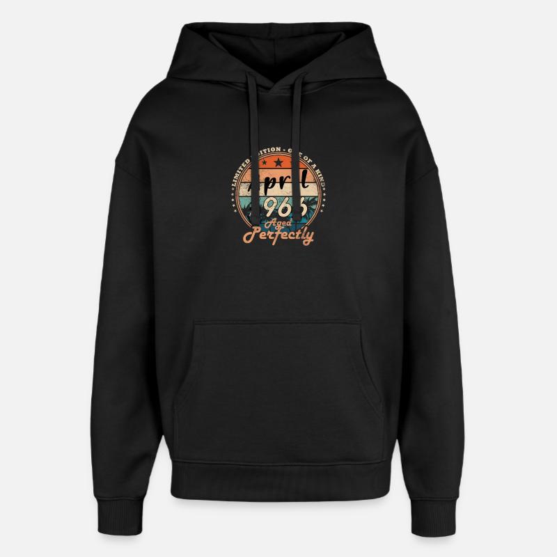 Gift Man Voiture Classique Avril 1966 - Sweat à capuche unisexe Stanley/Stella Oversized - noir