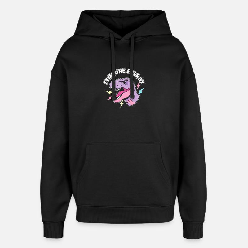 Énergie féminine NeonDino - Sweat à capuche unisexe Stanley/Stella Oversized - noir