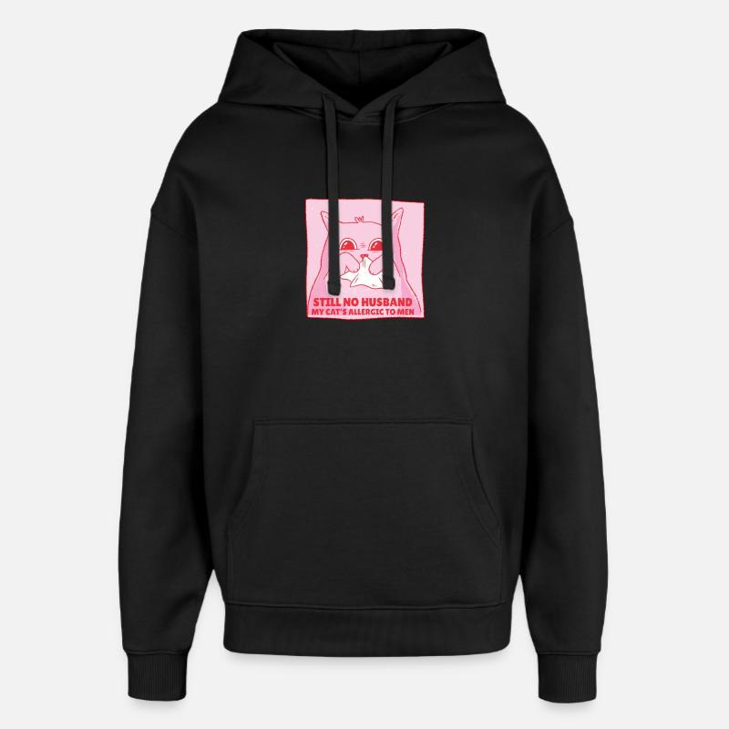 Pas de chat marié qui dit - Sweat à capuche unisexe Stanley/Stella Oversized - noir