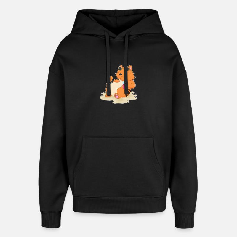 Cat Beach Drink Summer - Oversized Unisex Hoodie by Stanley/Stella - black