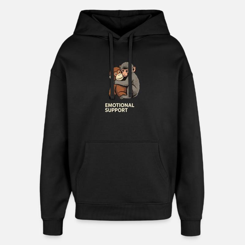 Soutien émotionnel Bébé Singe Punch - Sweat à capuche unisexe Stanley/Stella Oversized - noir