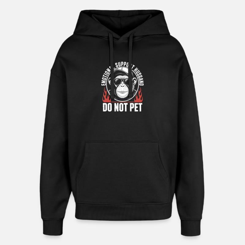 Emotional Support Husband Monkey - Oversized Unisex Hoodie by Stanley/Stella - black