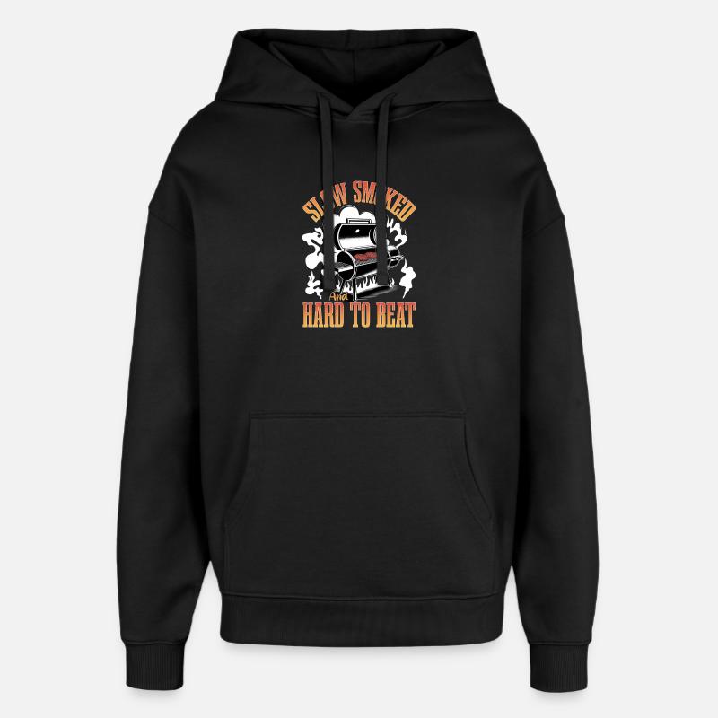 BBQ Grilling Meat Smoking Barbecue - Oversized Unisex Hoodie by Stanley/Stella - black