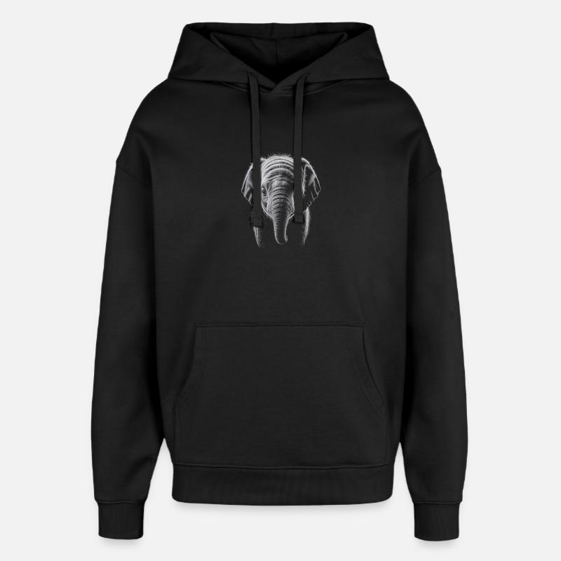 Tête d’éléphant - Sweat à capuche unisexe Stanley/Stella Oversized - noir