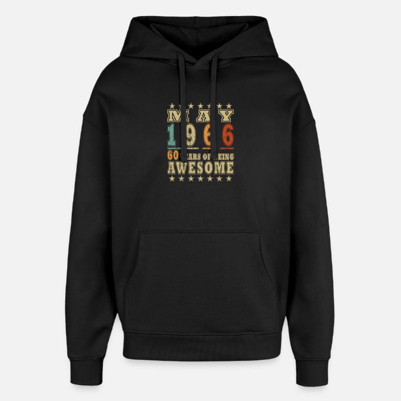 Anniversaire mai 1966 - Sweat à capuche unisexe Stanley/Stella Oversized - noir