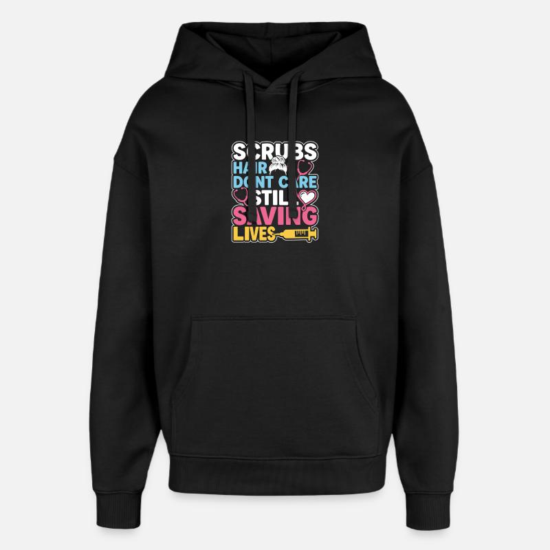 Infirmière de nuit, fatiguée - Sweat à capuche unisexe Stanley/Stella Oversized - noir