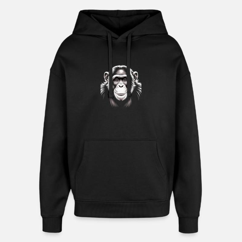 Chimpanzé singe - Sweat à capuche unisexe Stanley/Stella Oversized - noir