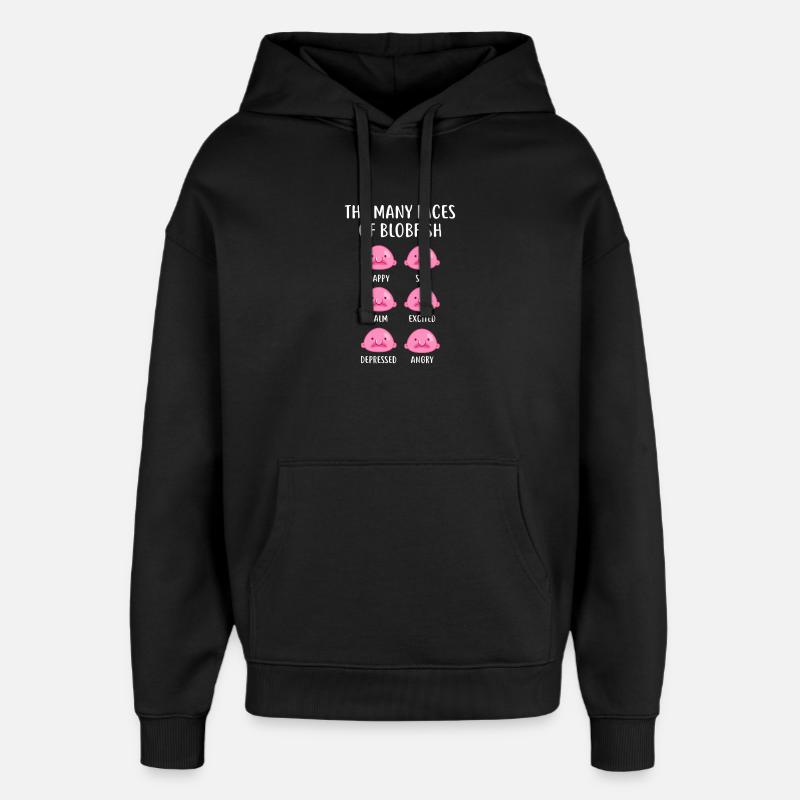 Blobfish Emotion Grid Tee Art - Oversized Unisex Hoodie by Stanley/Stella - black