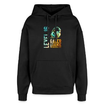 16. Geburtstag Junge Mädchen Gaming Level 16 Jahre - Oversized Unisex Hoodie von Stanley/Stella - Schwarz - Vorne - AI Model Female 172 light (172cm) & AI Model Male 185 light (185cm)