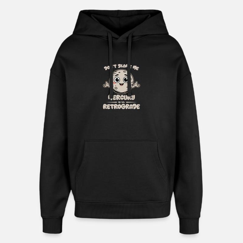 Mercury Retrograde Cute Moon Tee - Oversized Unisex Hoodie by Stanley/Stella - black