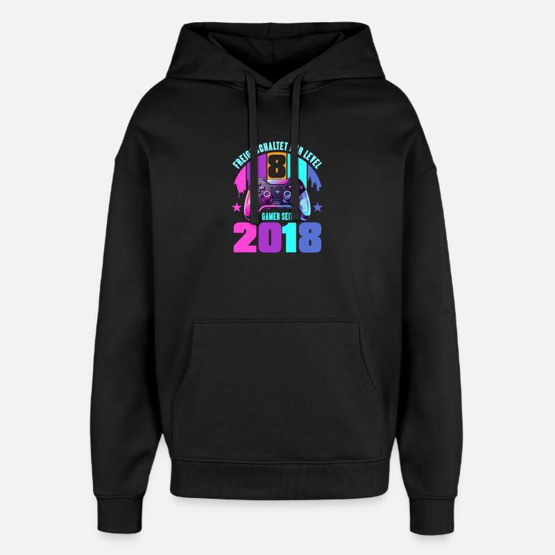 8e anniversaire, jeunes filles - Sweat à capuche unisexe Stanley/Stella Oversized - noir