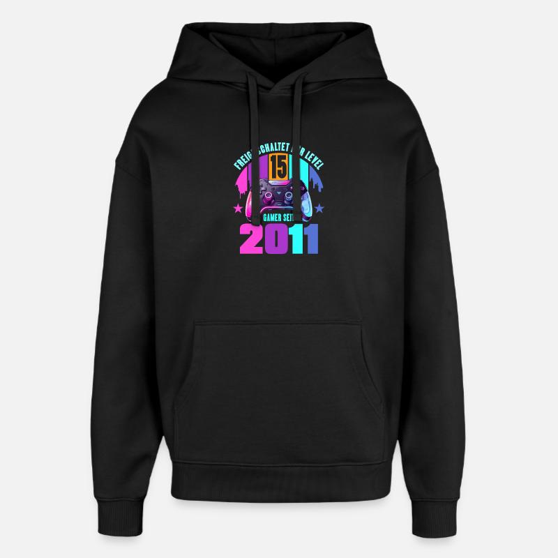 15e anniversaire, jeunes filles - Sweat à capuche unisexe Stanley/Stella Oversized - noir