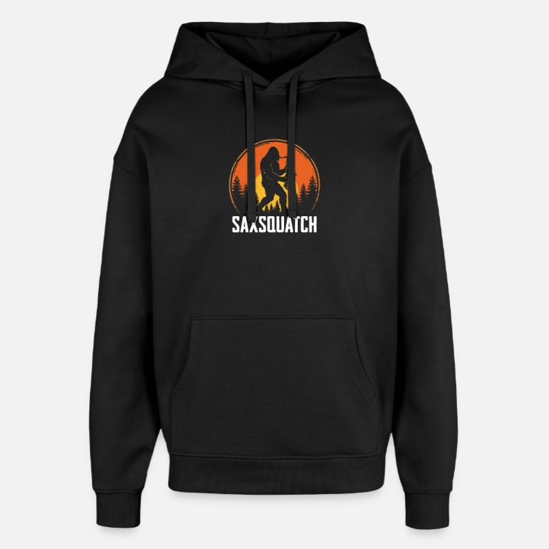 Saxsquatch - Sasquatch jouant du saxophone - Sweat à capuche unisexe Stanley/Stella Oversized - noir