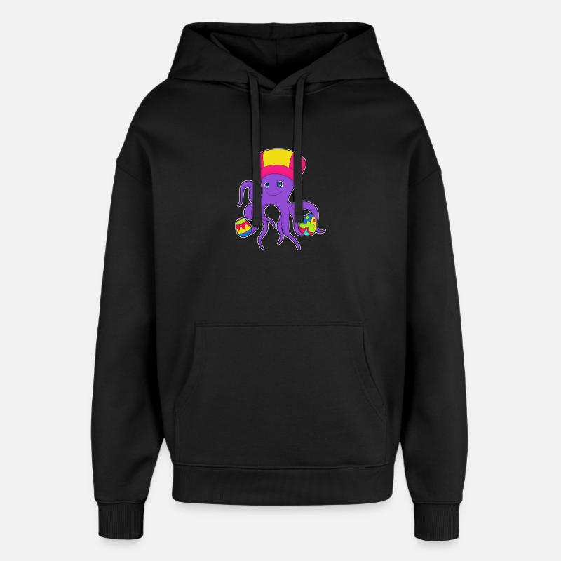 Œufs de Pâques de Poulpe - Sweat à capuche unisexe Stanley/Stella Oversized - noir