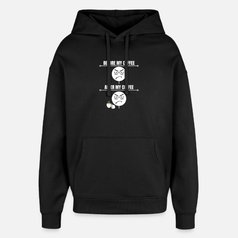 Grumpy Coffee Mood - Oversized Unisex Hoodie by Stanley/Stella - black