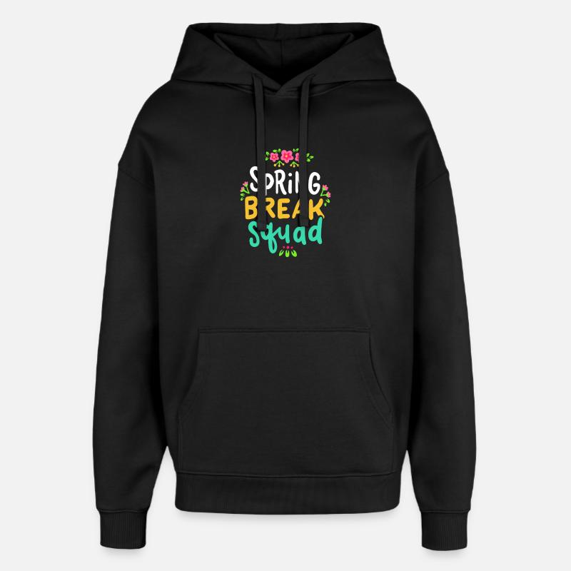 Spring Break Squad Floral - Oversized Unisex Hoodie by Stanley/Stella - black