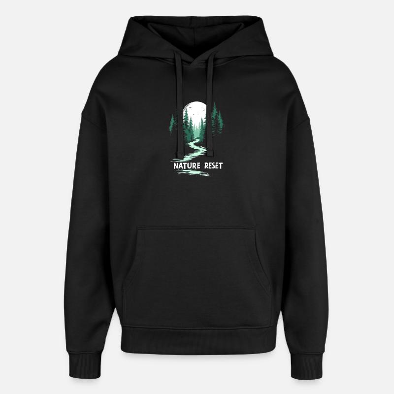 Wander Slowly Langsames Wandern Wald - Oversized Unisex Hoodie von Stanley/Stella - Schwarz