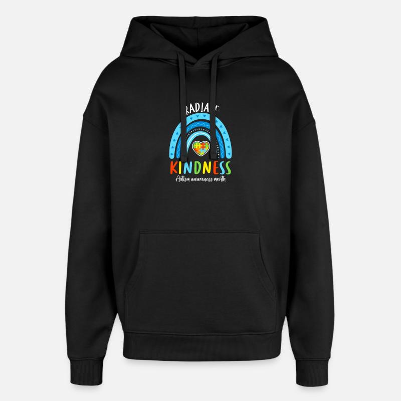 Radiate Kindness: Autism Rainbow - Oversized Unisex Hoodie by Stanley/Stella - black