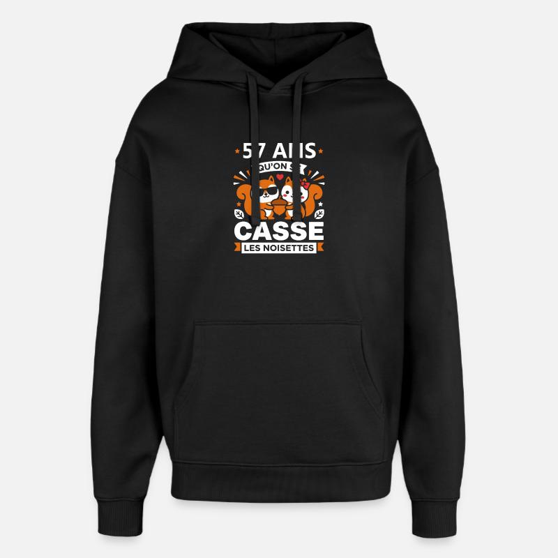 57 Ans Casse les Noisettes - Sweat à capuche unisexe Stanley/Stella Oversized - noir