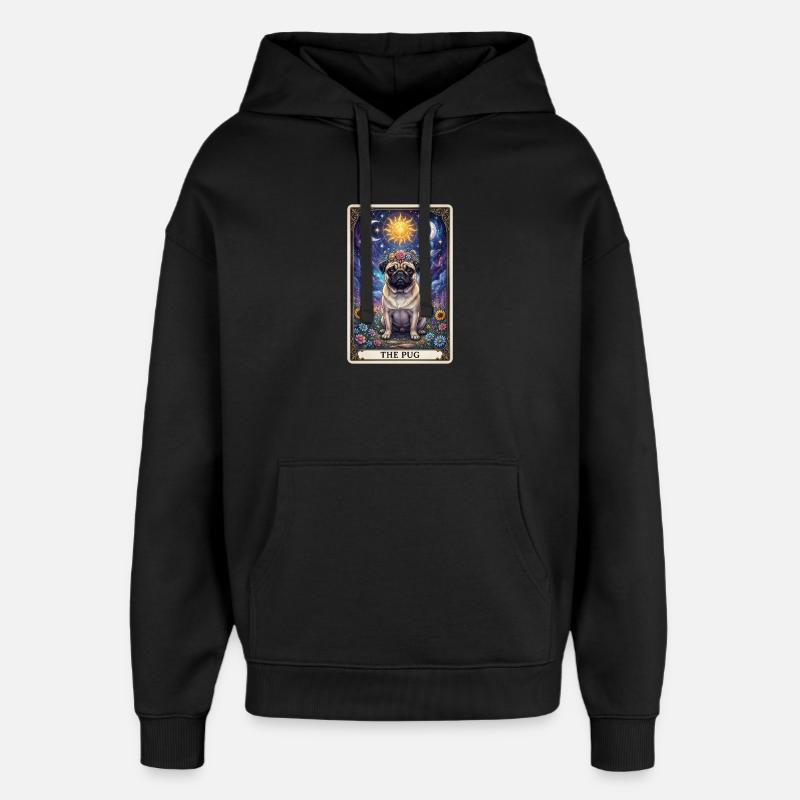 Sonnenmond Mops Tarot Illustration - Oversized Unisex Hoodie von Stanley/Stella - Schwarz
