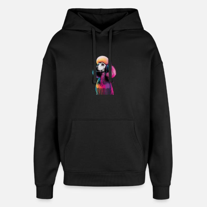 Caniche avec un casque - Sweat à capuche unisexe Stanley/Stella Oversized - noir