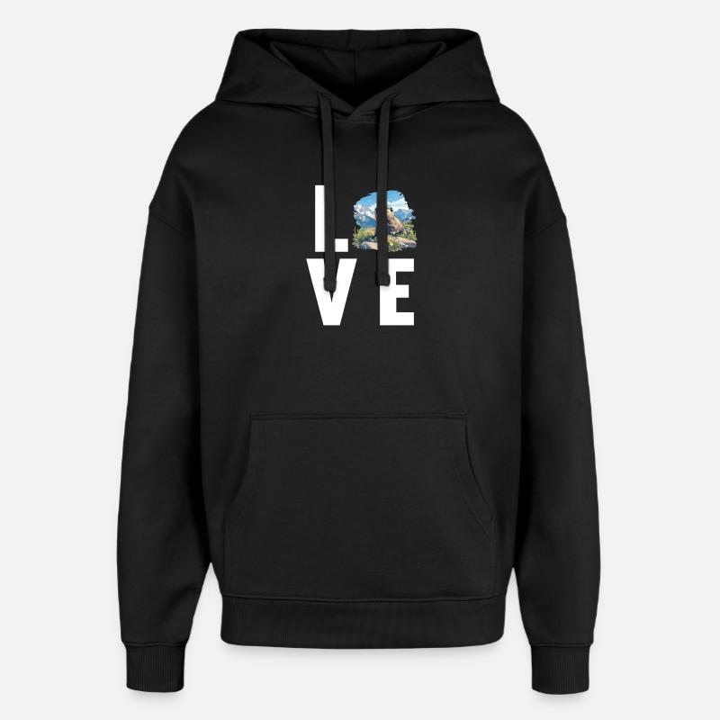 Marmottes Marmotte - Sweat à capuche unisexe Stanley/Stella Oversized - noir