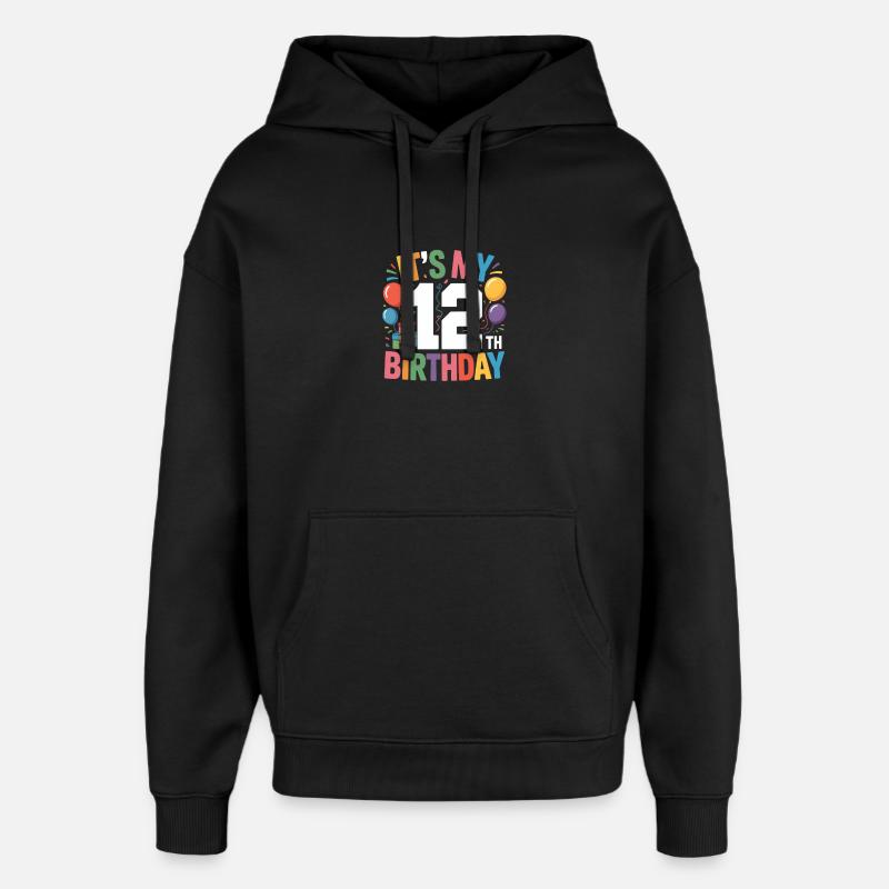12e anniversaire - Sweat à capuche unisexe Stanley/Stella Oversized - noir