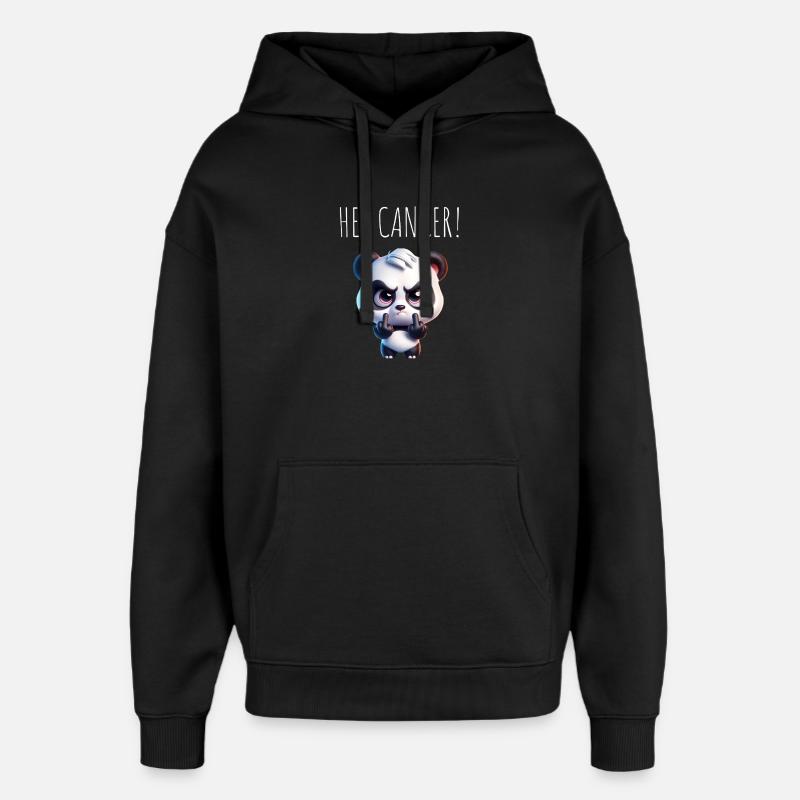 Hé Cancer Panda en colère - Sweat à capuche unisexe Stanley/Stella Oversized - noir