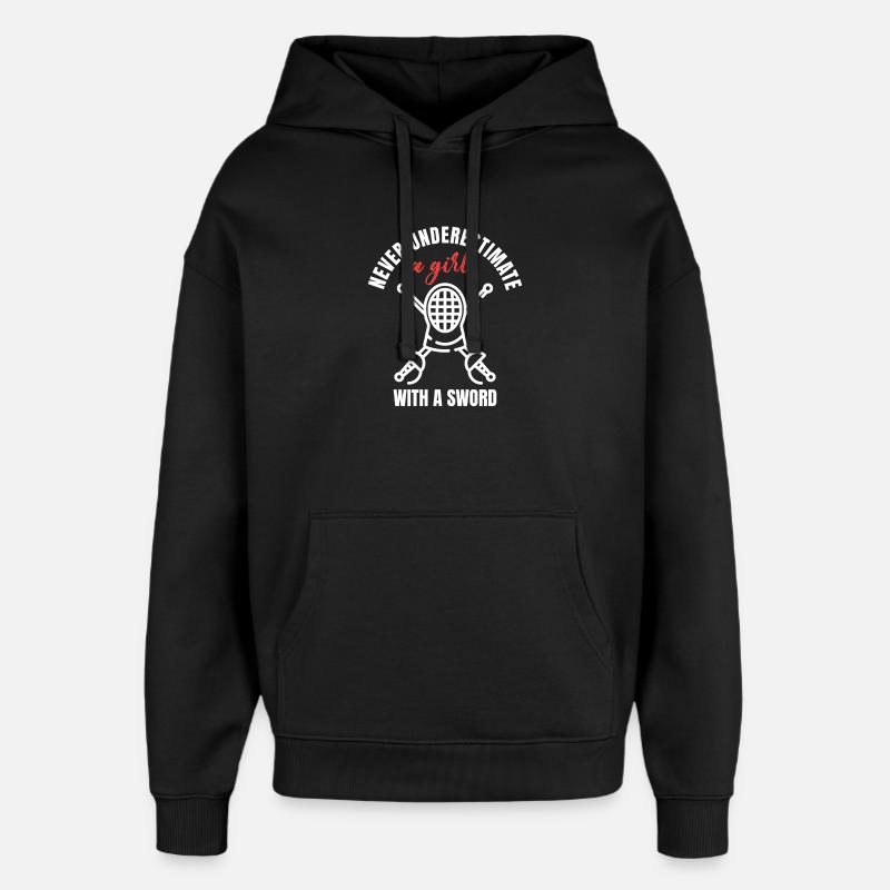 Fille d’Escrime avec Épée - Sweat à capuche unisexe Stanley/Stella Oversized - noir