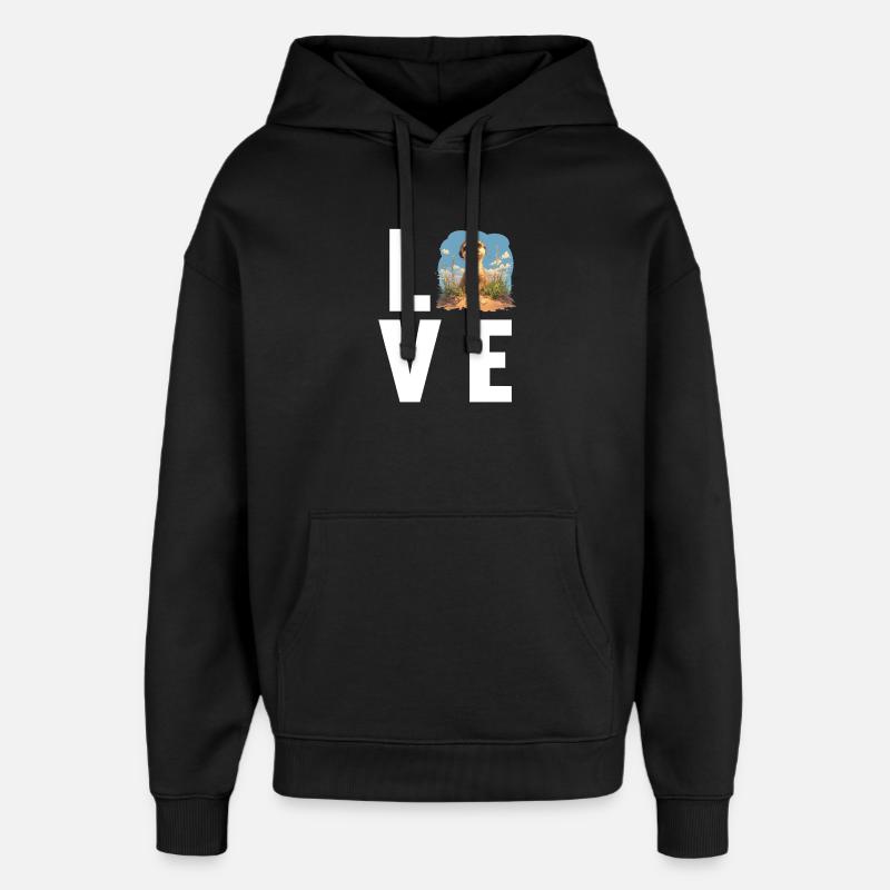 Suricate Erdmännchen - Sweat à capuche unisexe Stanley/Stella Oversized - noir