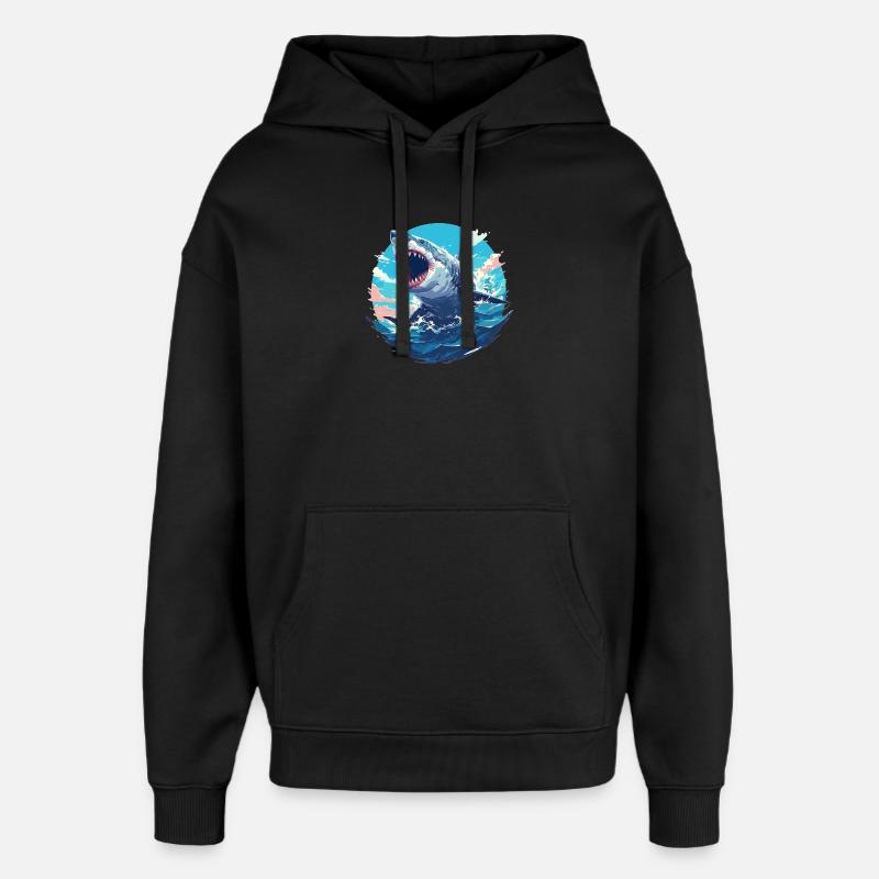 Requins Requin - Sweat à capuche unisexe Stanley/Stella Oversized - noir