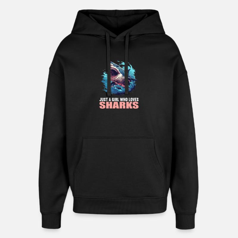 Requins Requin - Sweat à capuche unisexe Stanley/Stella Oversized - noir