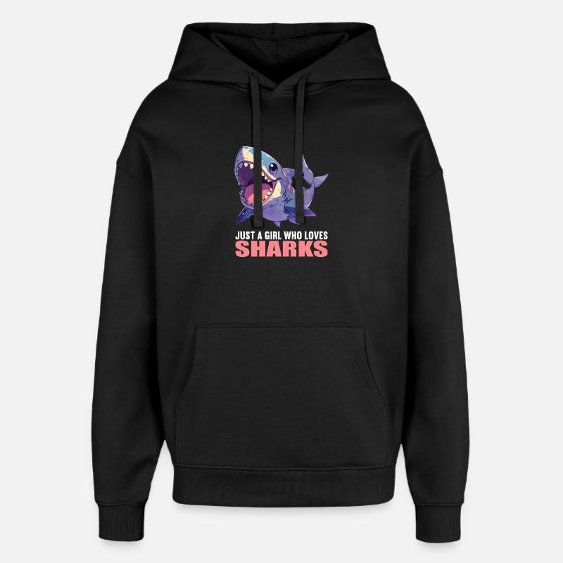 Requins Requin - Sweat à capuche unisexe Stanley/Stella Oversized - noir